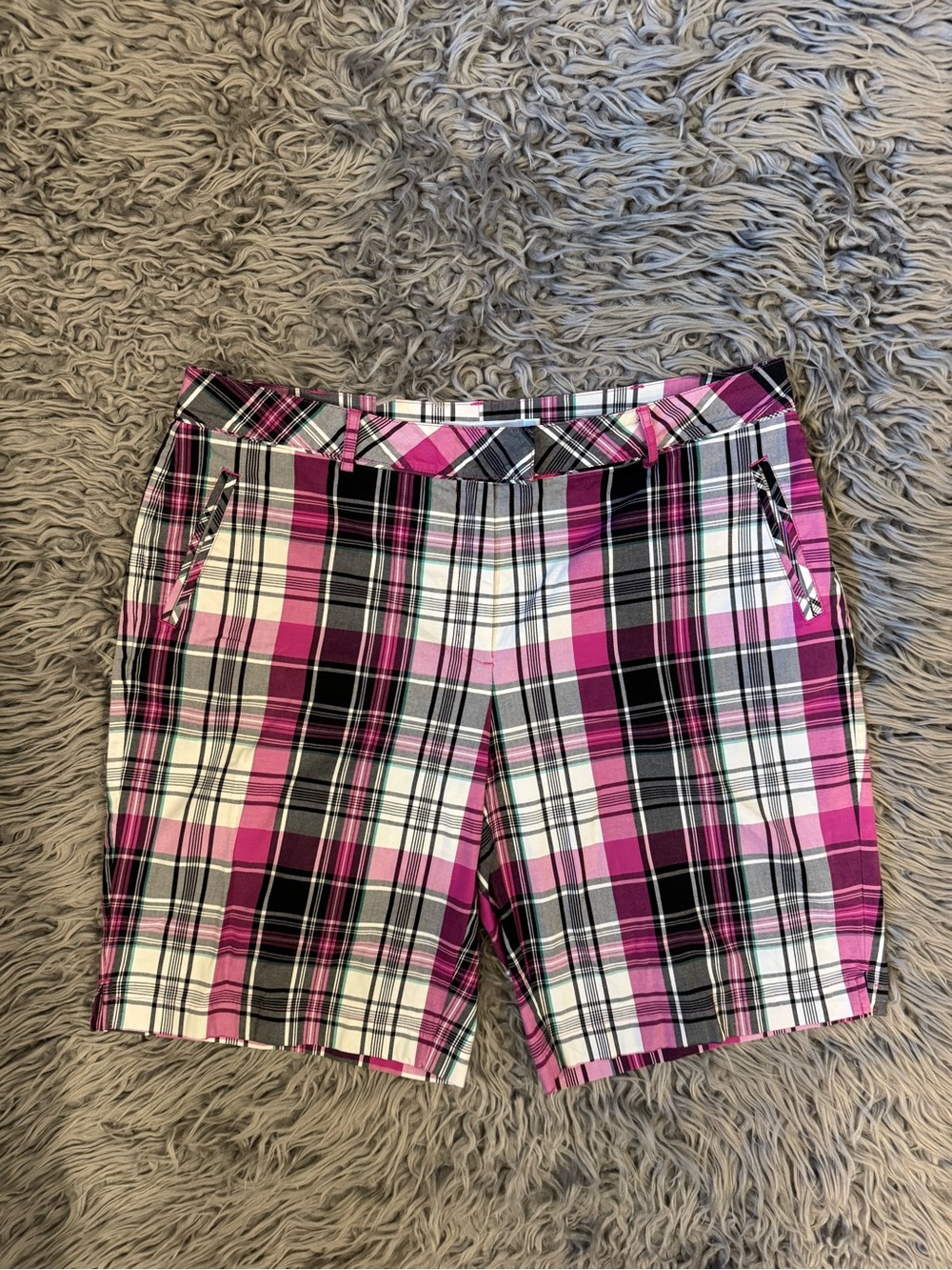 NWOT Lady Hagen Pink and Black Plaid Women's Shorts